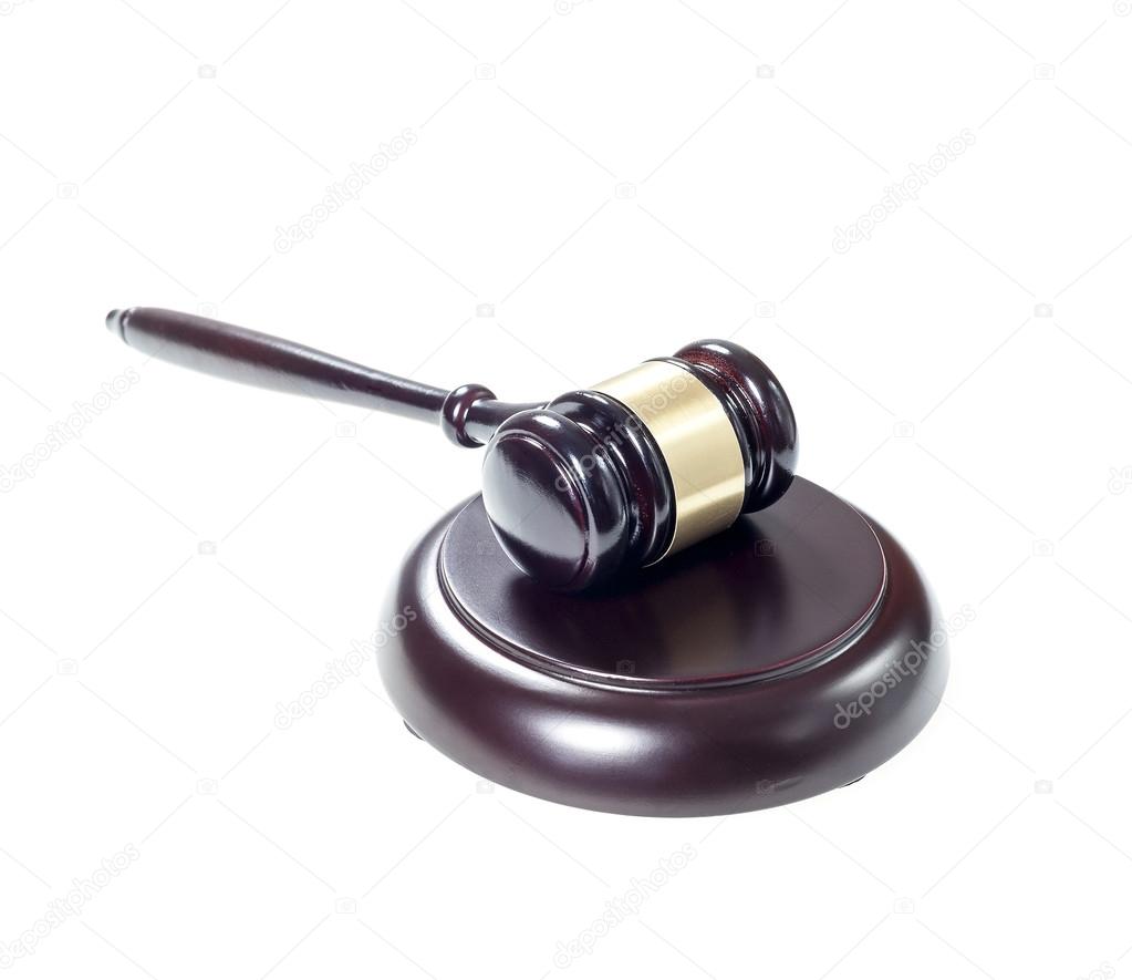 Judge hammer on white background