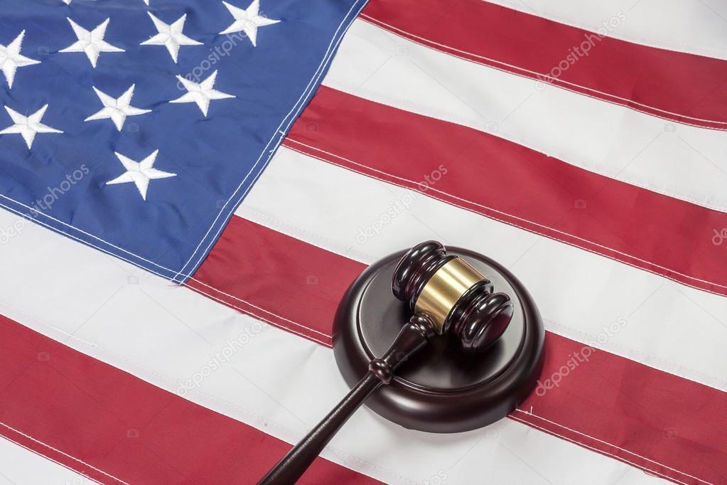 Gavel on the flag of US