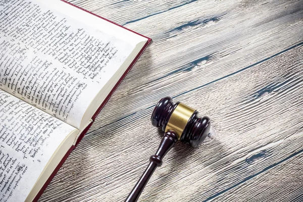 Judge gavel on wooden table — Stock Photo, Image