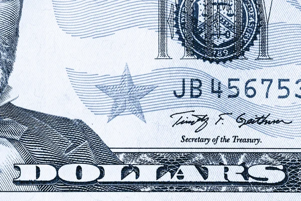 Makro snímek dolar, fragment. Duální tón — Stock fotografie