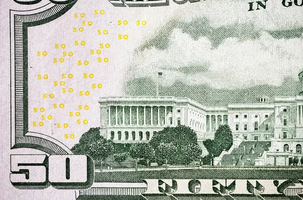 Frammento di banconote in dollari macro — Foto Stock