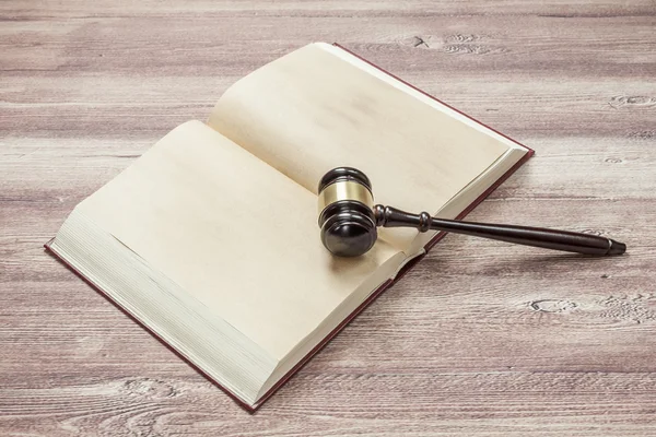 Judge gavel on the brown wooden table,justice — Stock Photo, Image