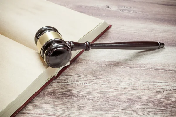 Judge gavel on the brown wooden table,justice — Stock Photo, Image