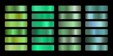 Yeşil ekoloji vektör eğimleri ayarlandı. Pırıl pırıl parlayan doğa. Arka planlar, afişler, kullanıcı arayüzü, el ilanları, kartlar için renkli grafikler.