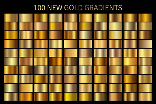 Набор Векторов Золотых Градиентов Шинный Элегантный Золотой Бронзовый Медный Цвета — стоковый вектор