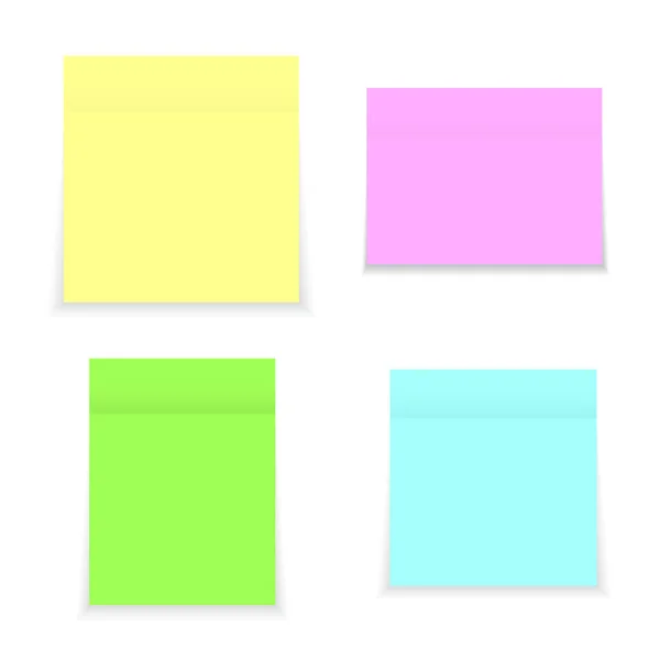 Klisterlappar Vektor Realistiska Fyrkantiga Papper Påminnelser Med Skugga Anteckningsblock Sida — Stock vektor