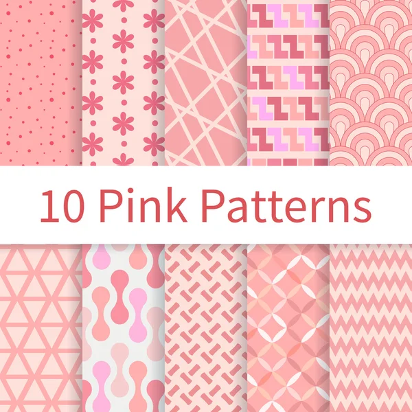 Pink seamless patterns — Stock Vector