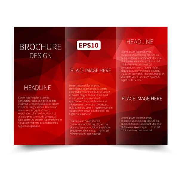 Red tri-fold brochure design template — Stock Vector