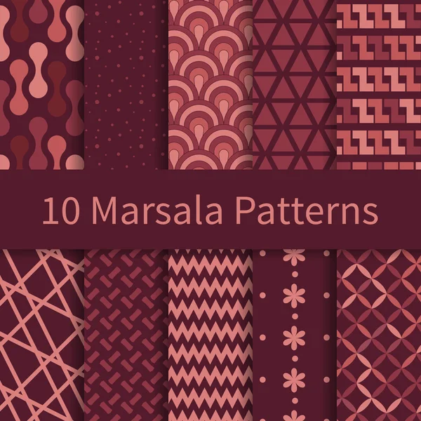 Set of marsala seamless patterns — Stock Vector