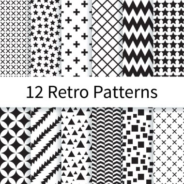 Retro seamless patterns clipart