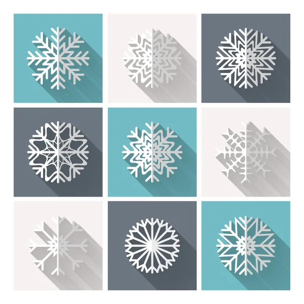 Set of retro flat snowflakes — Stock Vector