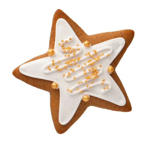 Gingerbread Estrela Isolada Fundo Branco — Fotografia de Stock