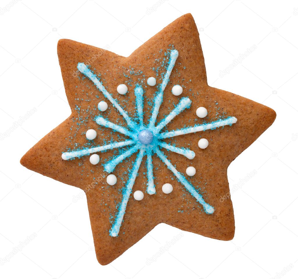 Gingerbread star isolated over white background