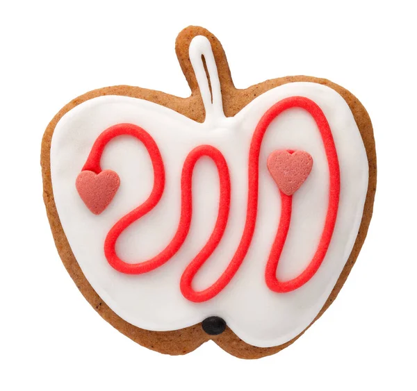 Gingerbread Cookie Shape Apple Christmas Isolated White Background — Stock Photo, Image