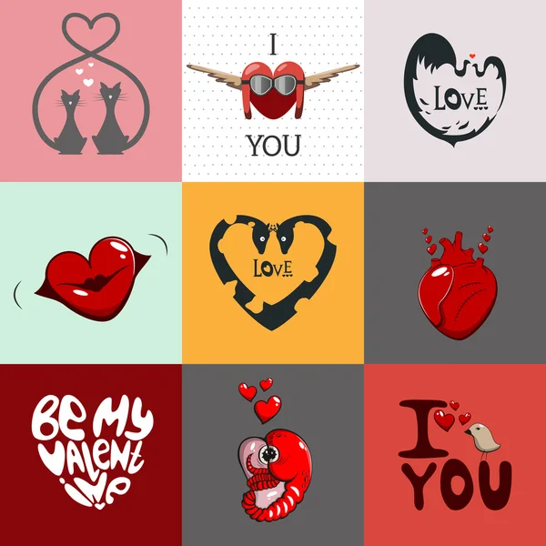 Set de cartes d'amour — Image vectorielle