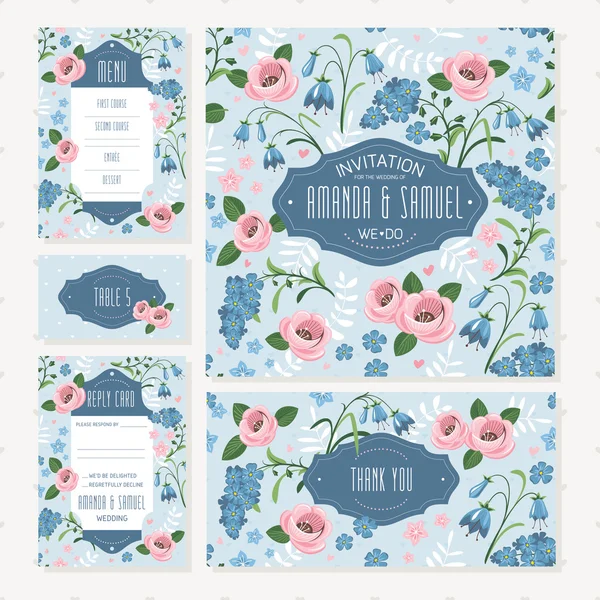 Ensemble de cartes de mariage — Image vectorielle