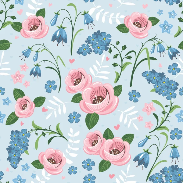 Bloemen naadloos patroon — Stockvector