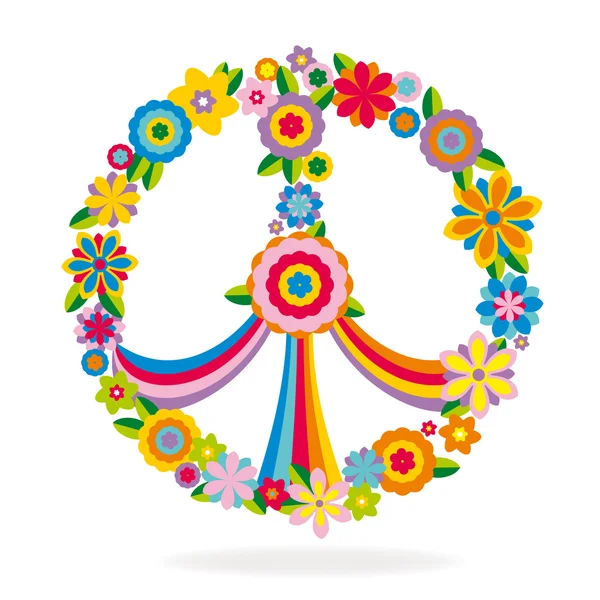 花から成っている平和記号 — ストックベクタ
