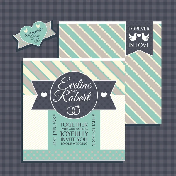 Tarjeta de boda retro — Vector de stock