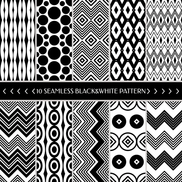 Collection of 10 geometric seamless pattern background — Stock Vector