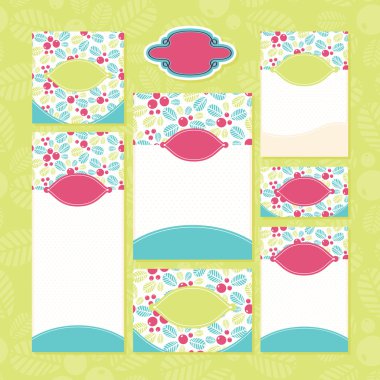 çiçek düğün kartları kümesi