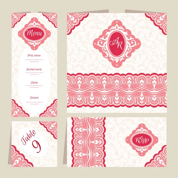 Ensemble de cartes de mariage floral — Image vectorielle