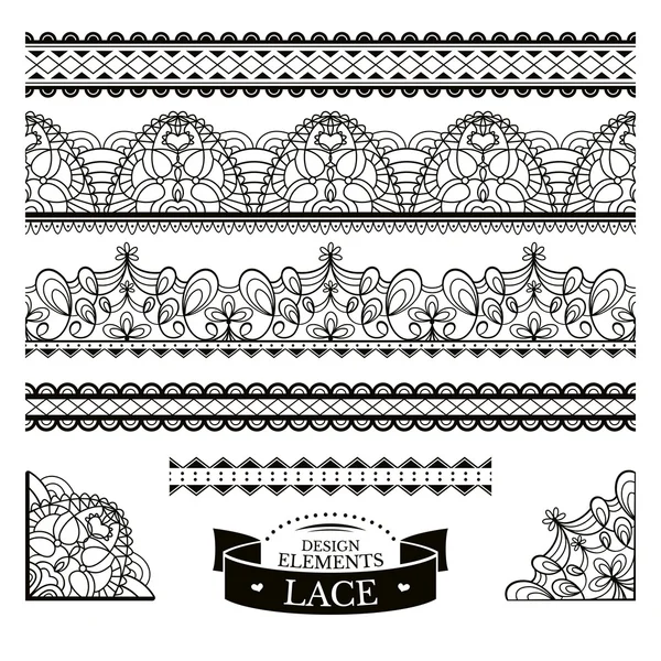 Set of lace patterns vector illustration — Stock Vector