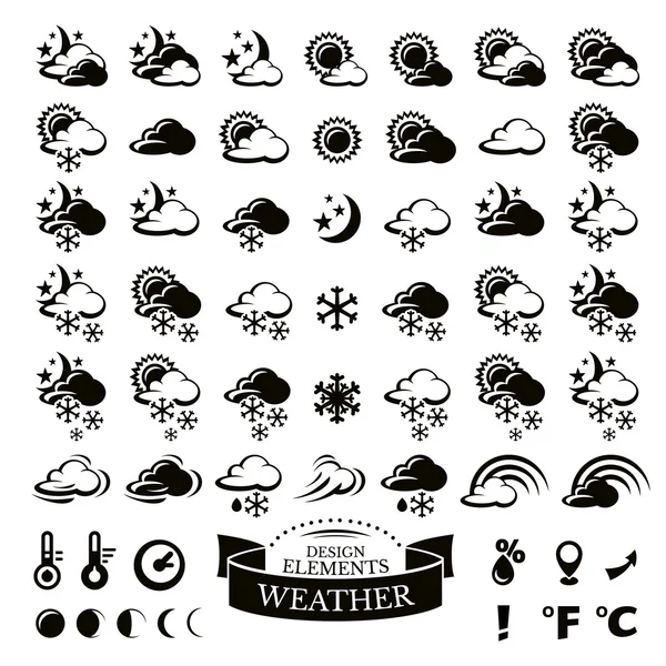 Collectie van verschillende weerpictogrammen — Stockvector