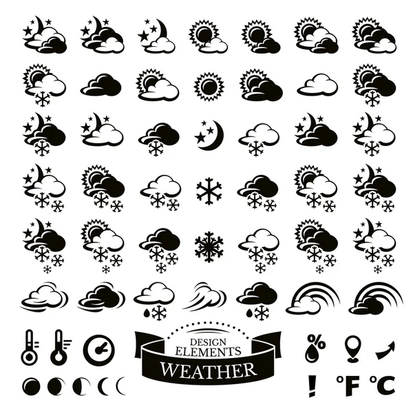 Raccolta di diverse icone meteo — Vettoriale Stock