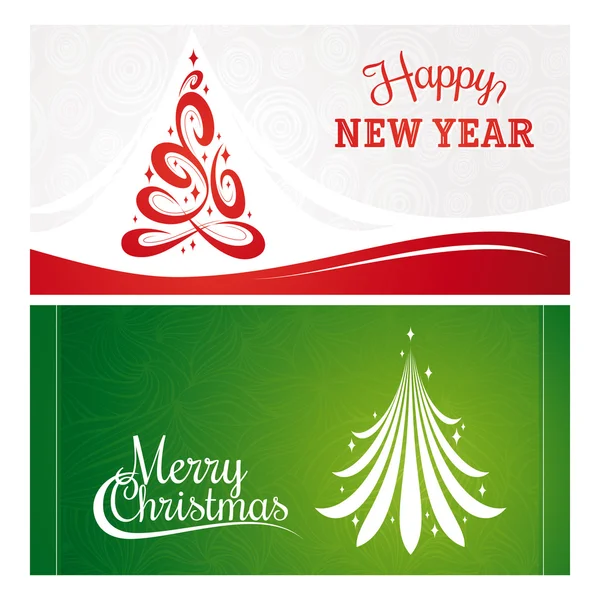 Natal e Ano Novo cartões de saudação — Vetor de Stock