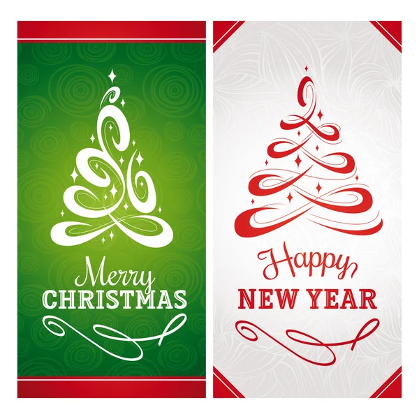 Christmas and New Year greeting cards — Stock Vector