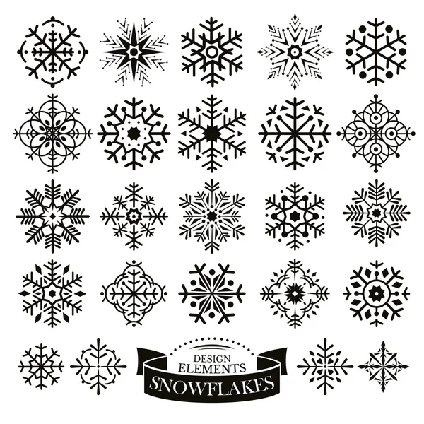 Set of different snowflakes — Stock Vector