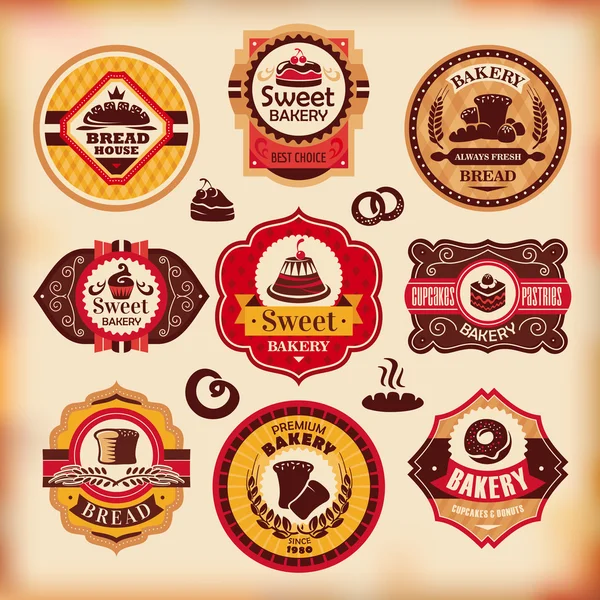 Set de etiquetas de panadería vintage — Vector de stock