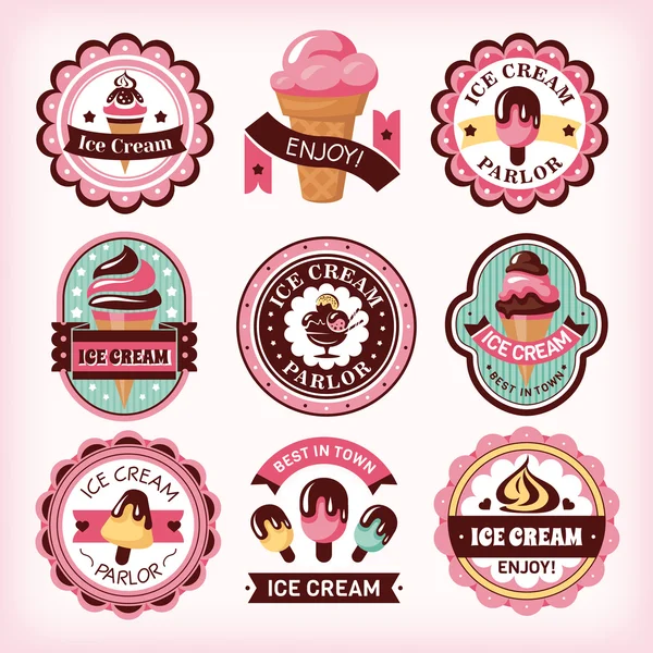 Set de etiquetas de helados — Vector de stock