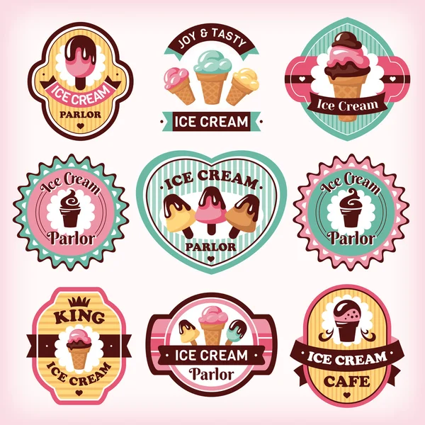 Set de etiquetas de helados — Vector de stock