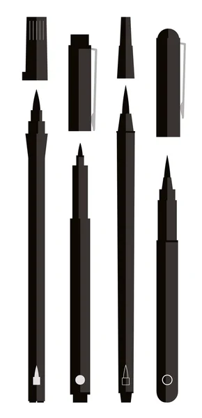 Schwarze Pinselstifte — Stockvektor