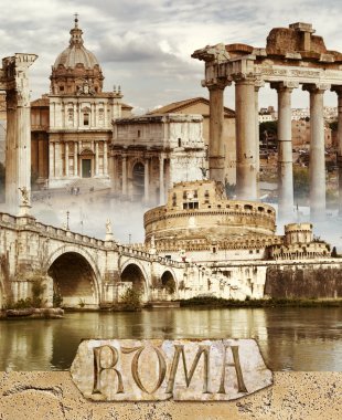 Ancient Rome - conceptual collage in retro style clipart