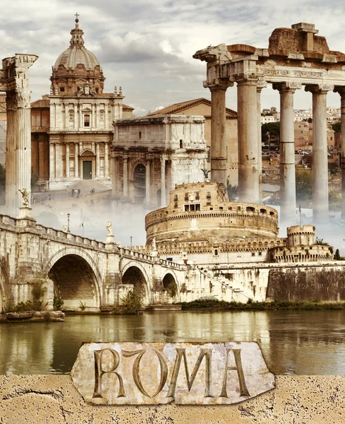 Древний Рим - концептуальный коллаж в стиле ретро — стоковое фото