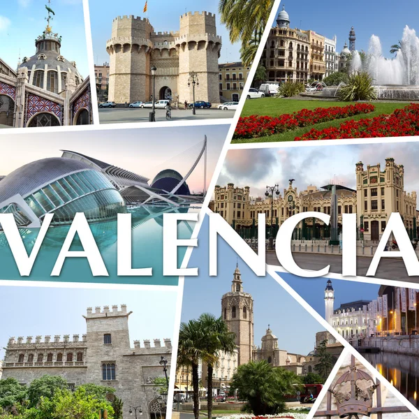 Mosaic of photos - Valencia landmarks, Spain — Stock Photo, Image