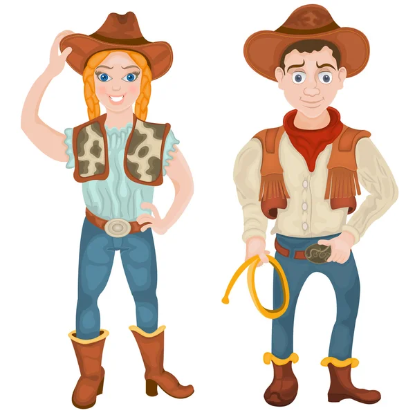 Deux personnages de cow-boy — Image vectorielle