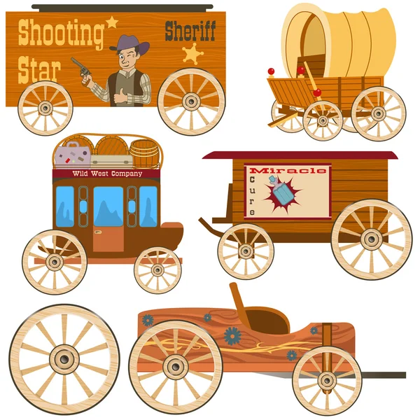 Old West wagon coleção — Vetor de Stock