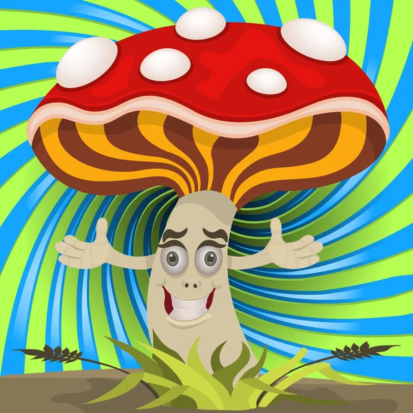 Šťastný houby s otevřenou rukou — Stockový vektor