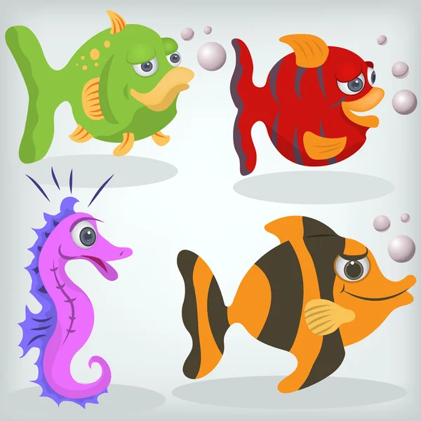 Cartoon fishes illustration — Stock Vector