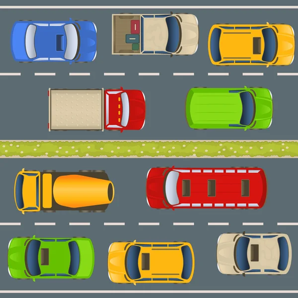 Karayolu trafik Üstten Görünüm — Stok Vektör