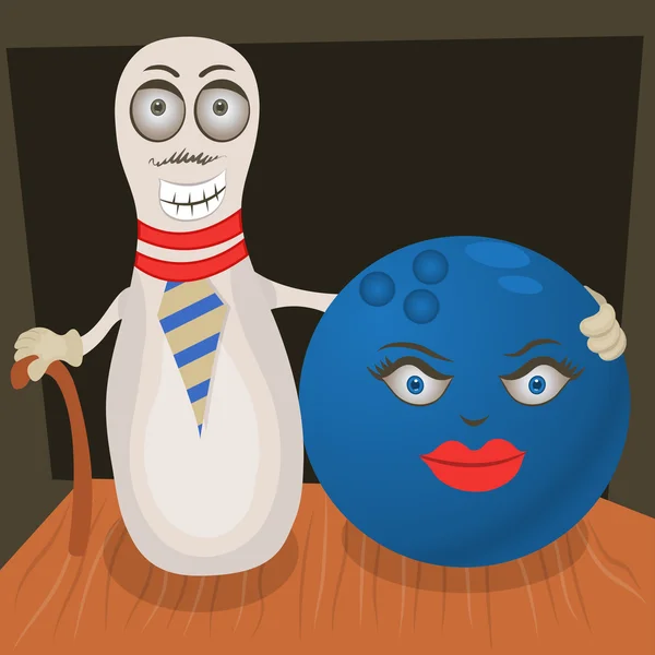 Bal met pin Bowlen — Stockvector