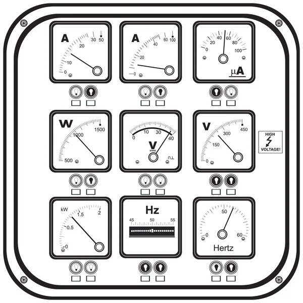 Kwadratu o wymiarach instrumentów na panelu — Wektor stockowy