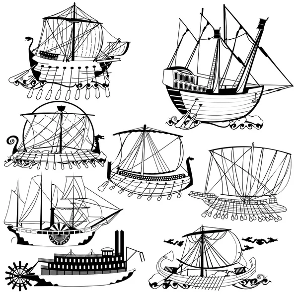 Old sailing ships — Stock Vector