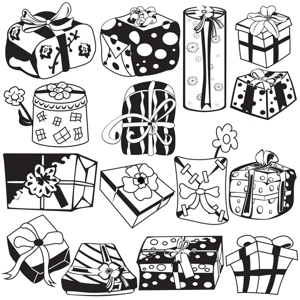 Gifts black collection — Stock Vector