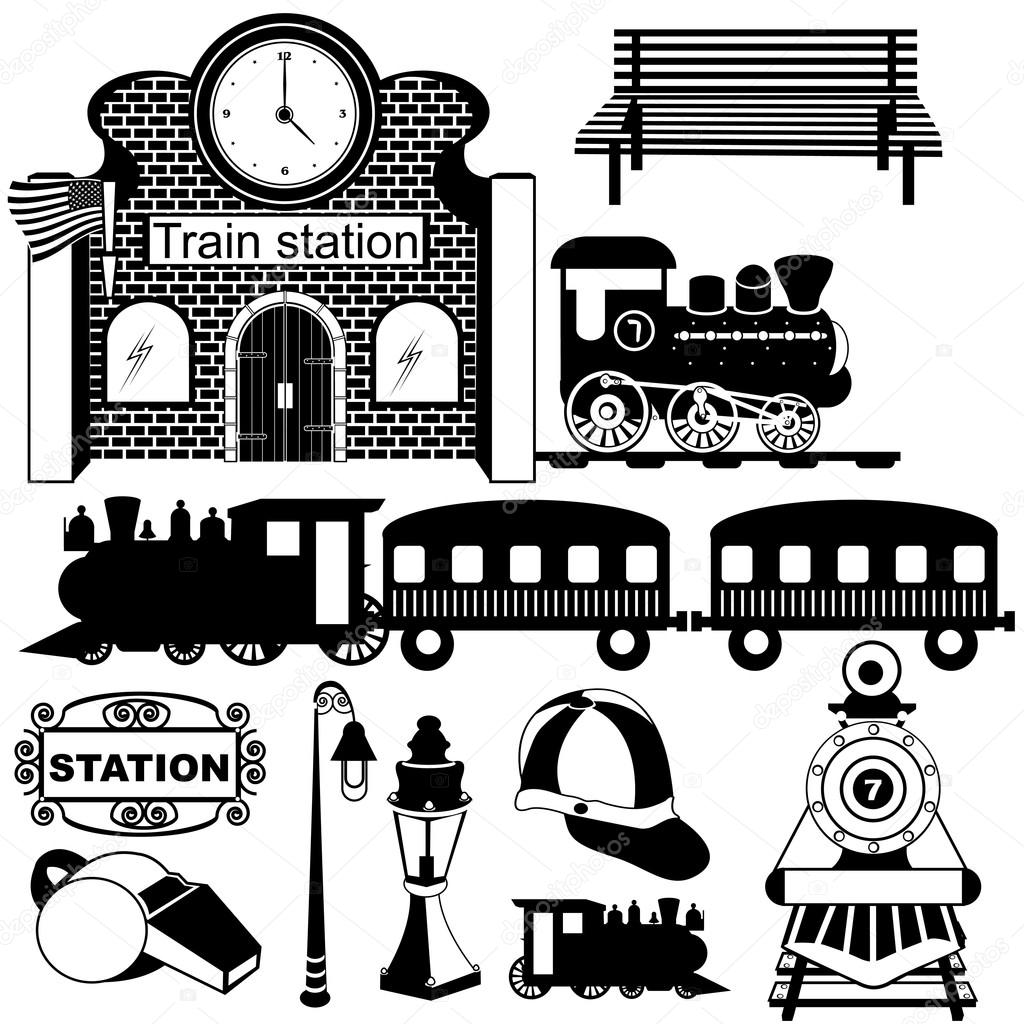 Old train station black icons
