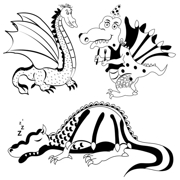 Dragon Zwart afbeelding — Stockvector